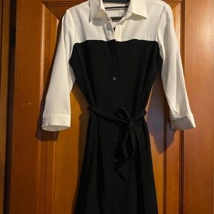 NWT The Limited belted dress, black & cream block, size XS